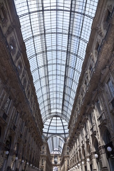 Low angle view of ornate glass ceiling