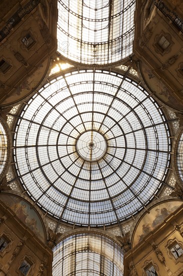 Low angle view of ornate glass ceiling