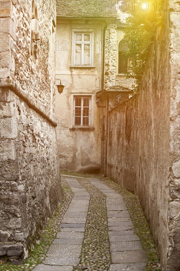 Cobblestones in village alleyway