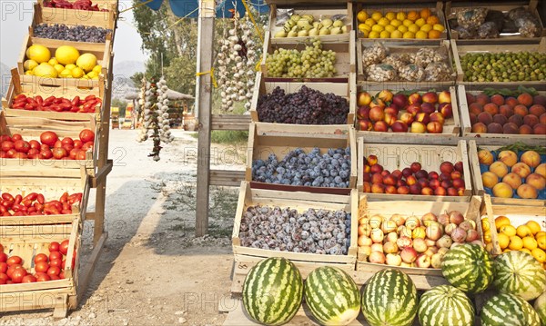 Crates of produce for sale