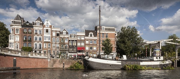 Boat mooring on urban canal