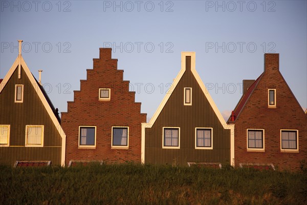 Houses with triangular roofs built side by side