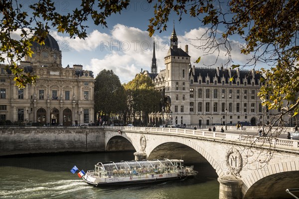 Buildings and bridge over river in Paris