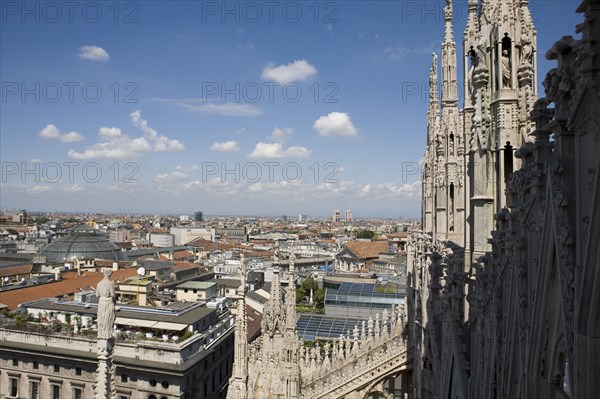 Milan Cathedral overlooking Milan cityscape