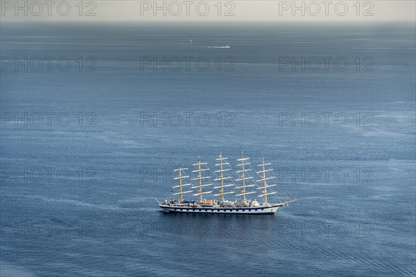 Aerial view of boat in ocean