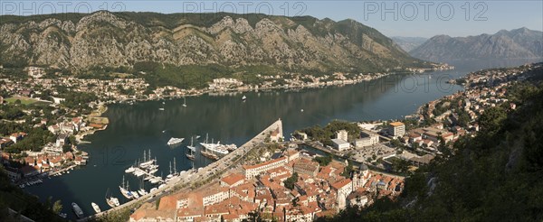 Aerial view of urban waterfront