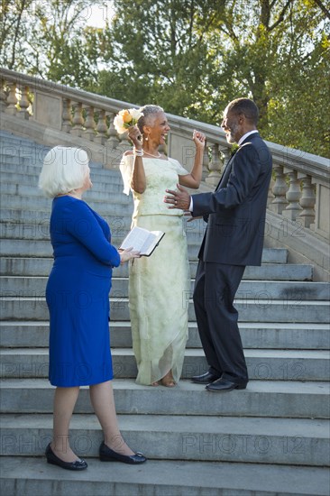 Wedding ceremony on stone staircase