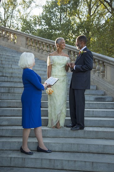 Wedding ceremony on stone staircase