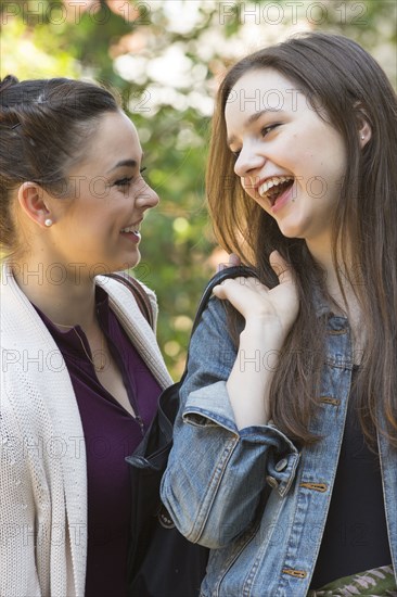 Close up of Caucasian women laughing