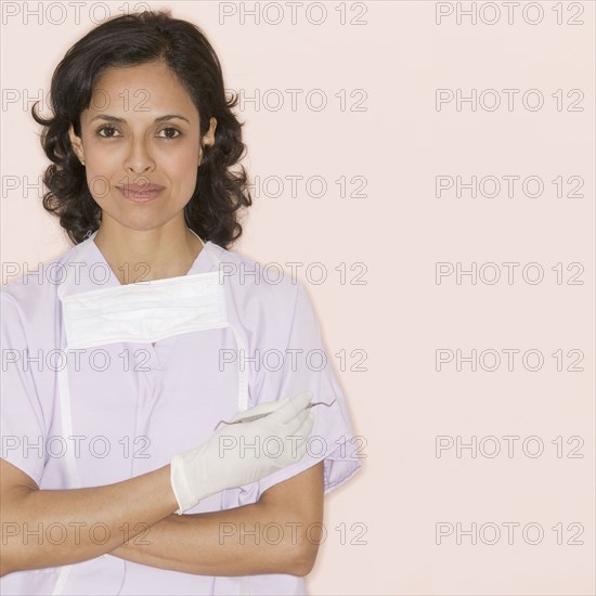 Portrait of female nurse in scrubs