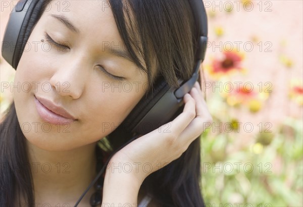 Close up of woman with headset