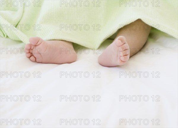 Close up of newborn baby's feet