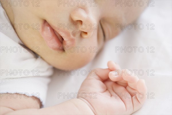 Close up of sleeping newborn baby