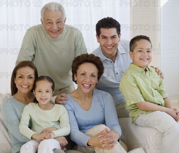 Portrait of multi-generational Hispanic family