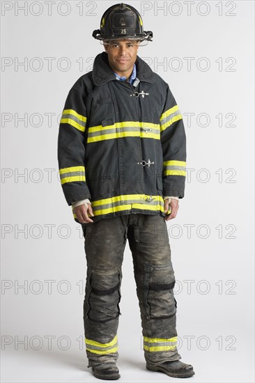 Portrait of Hispanic male firefighter