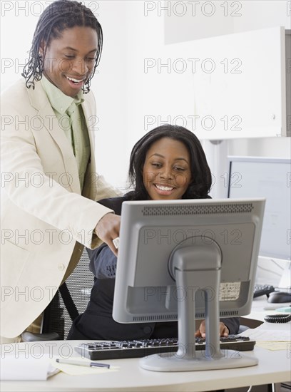 African business people working on computer