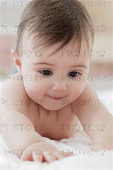 Close up of mixed race baby girl