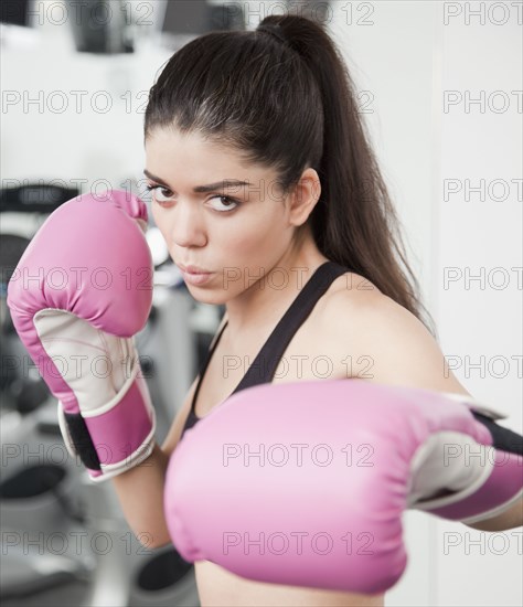 Hispanic woman boxing