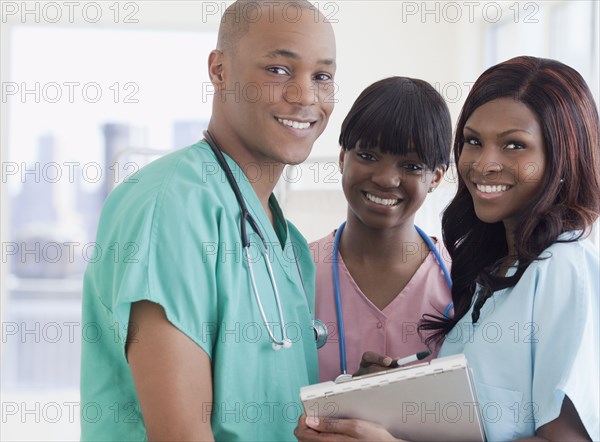 African doctor and nurses in hospital