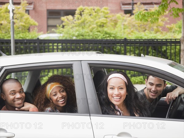 Friends riding in car