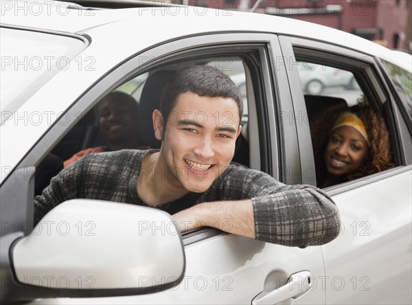 Friends riding in car