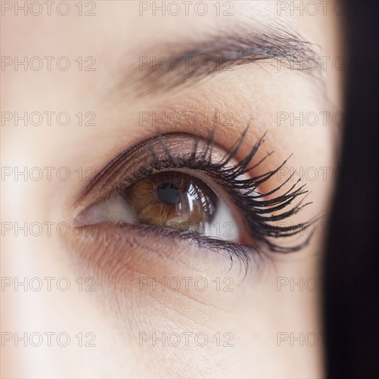 Close up of mixed race woman's eye