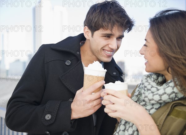 Couple drinking coffee together