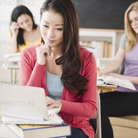 Women studying together in classroom