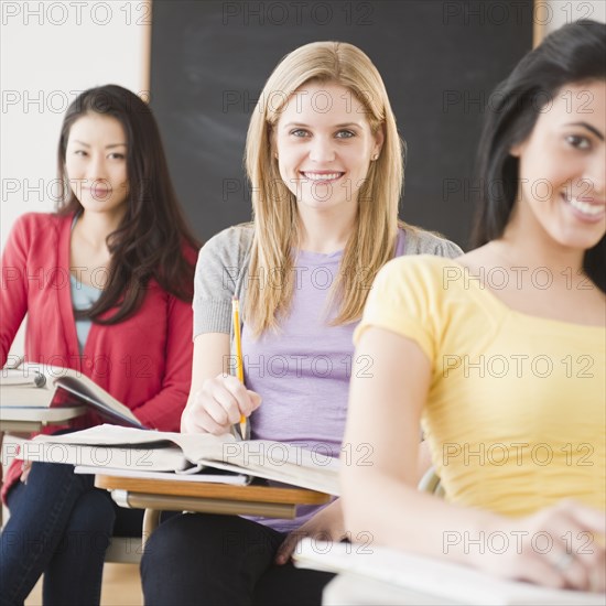 Women studying together in classroom