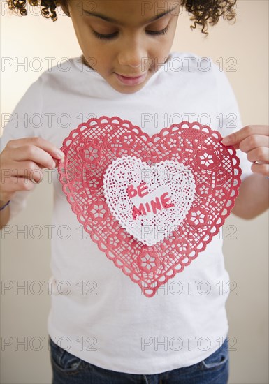 African American girl holding Valentine