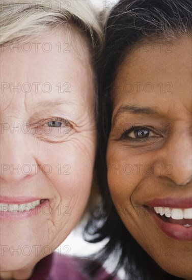 Close up of friends smiling