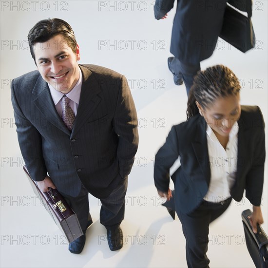 Busy business people walking