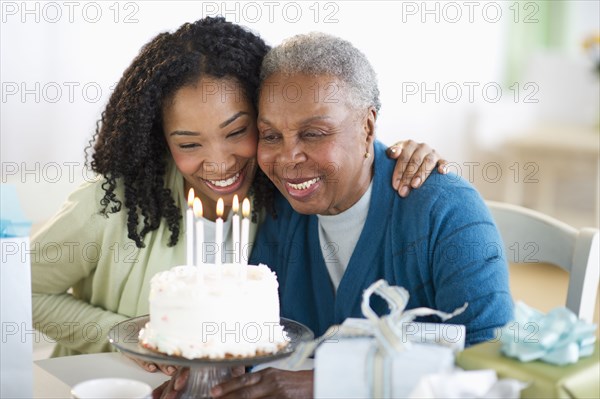Mother and daughter celebrating birthday