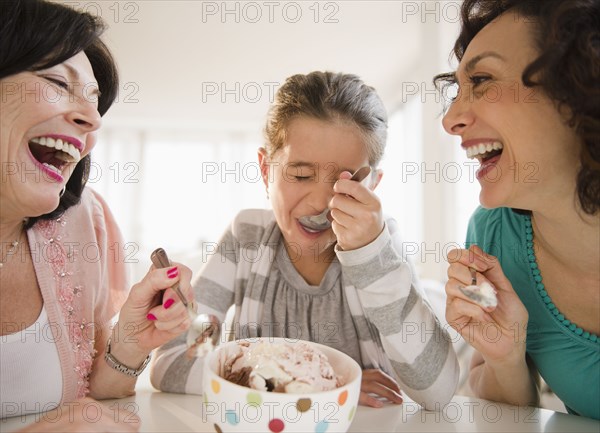 Family eating ice cream together