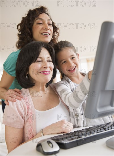 Family using computer together