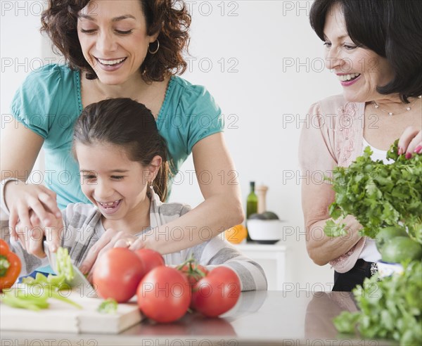 Family cooking together