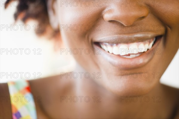 Close up of smiling Black woman's mouth