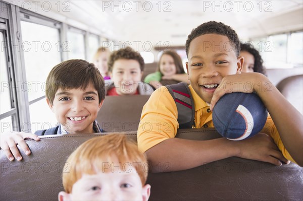 Children riding school bus