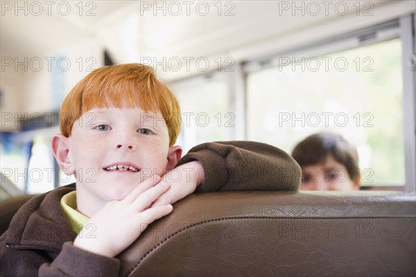 Children riding school bus