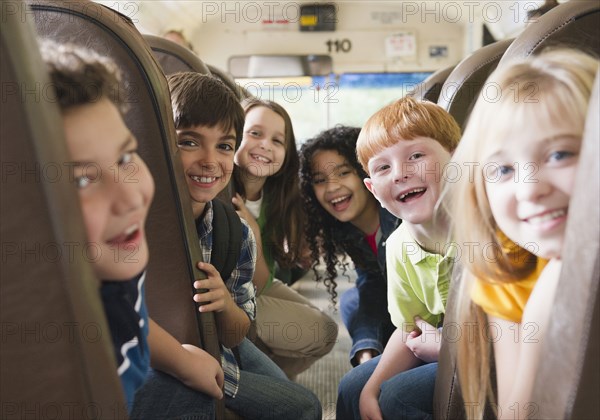 Children riding school bus