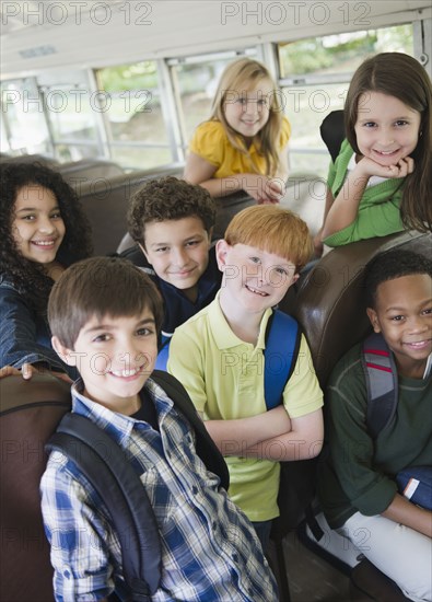 Children riding school bus