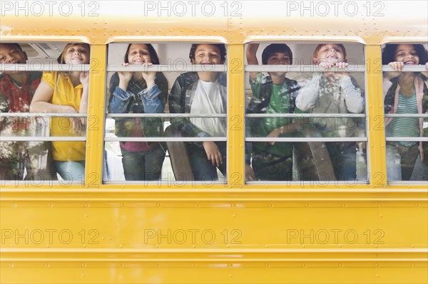 Children riding school bus