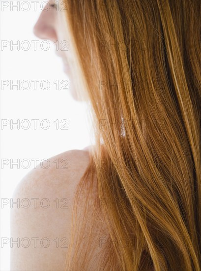 Close up of Caucasian woman's red hair
