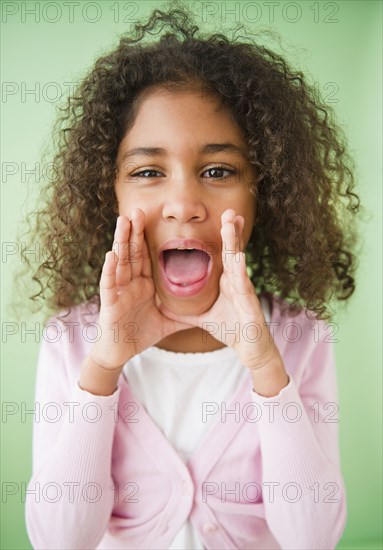 Mixed race girl shouting