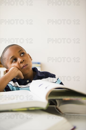 Black boy studying