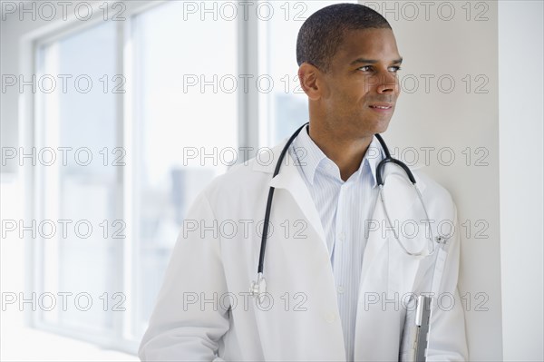 Serious mixed race doctor