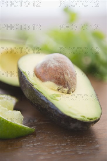 Pit in avocado half