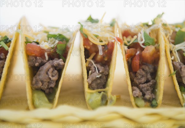 Close up of beef Mexican tacos