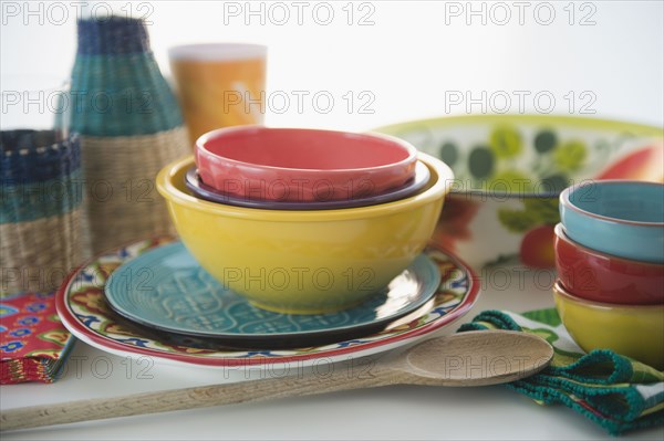 Colorful plates and bowls