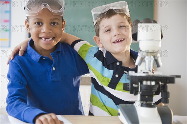 Students working together in science class